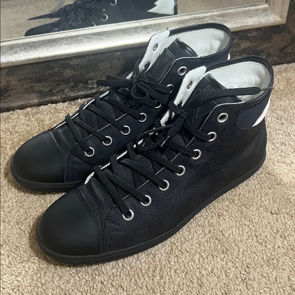 Louis Vuitton BLACK DAMIER Canvas Baseball High-Top Sneakers
